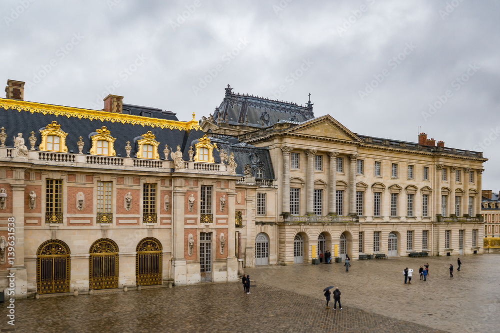 Versailles, Paris,Back side of the Royal Versailles, France,Palace Versailles was a Royal Chateau-most beautiful palace in France and word.selective focus,vintage color..