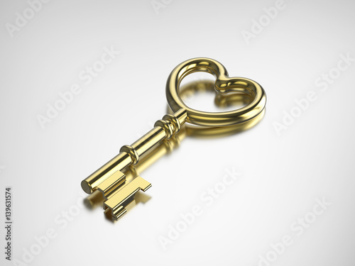 3D illustration gold key