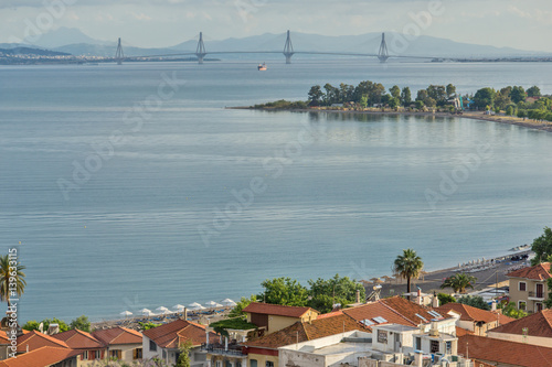 Amazing Panoramic view of Nafpaktos town, Western Greece photo