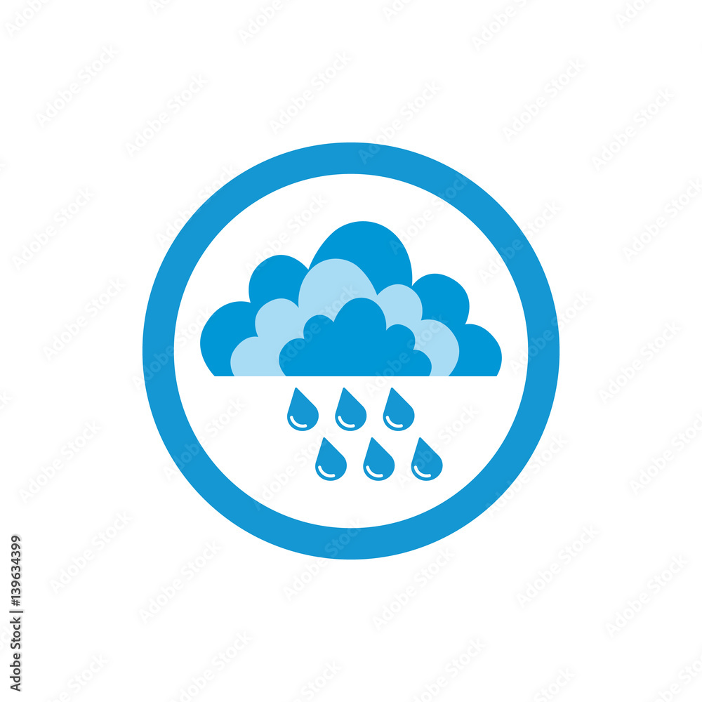 Cloud and rain drops. Weather icon of precipitation. Shower or rain cloud with falling drops. Vector Illustration Cloud and rain drops. Weather icon of precipitation. Shower or rain cloud with falling drops. Vector Illustration