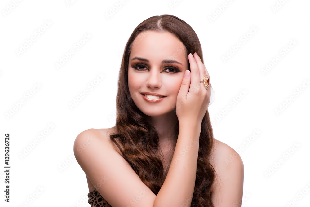 Young beautiful woman isolated on white background Young beautiful woman isolated on white background