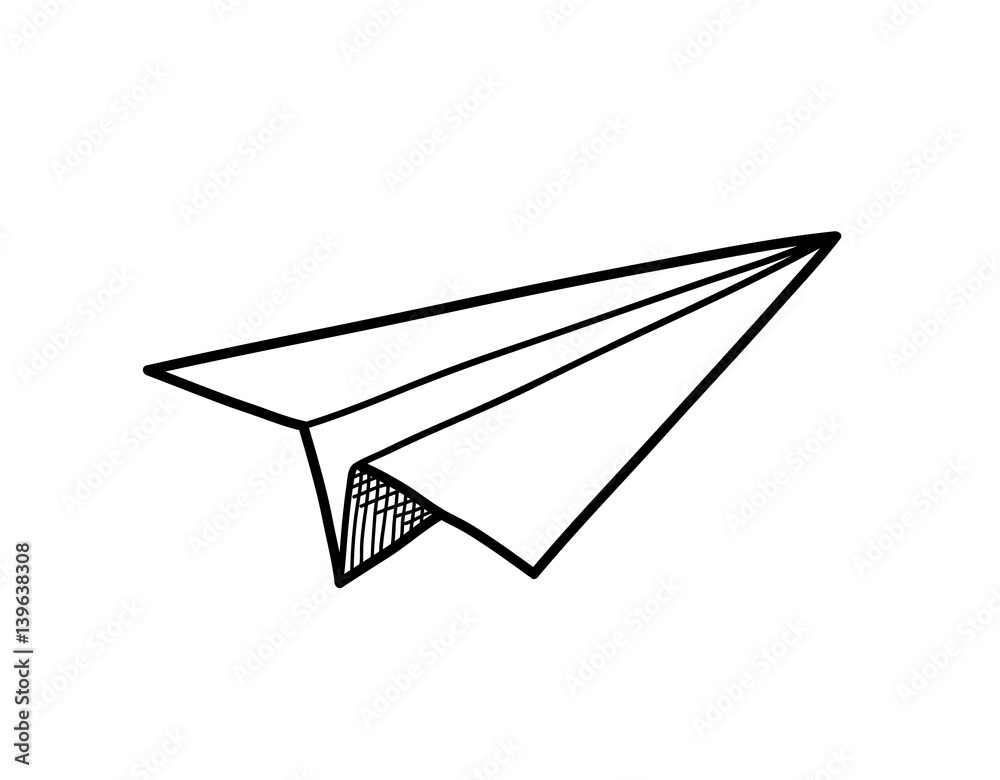 Vecteur Stock Origami Paper Airplane Doodle, a hand drawn vector doodle