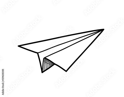 Origami Paper Airplane Doodle, a hand drawn vector doodle illustration of an airplane origami