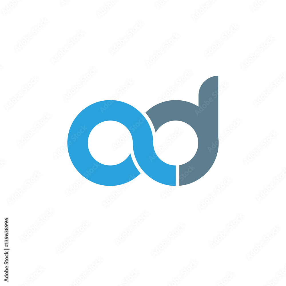 Initial letter ad modern linked circle round lowercase logo blue gray ...