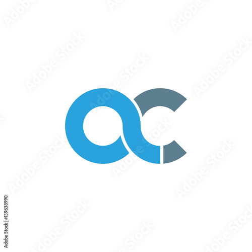 Initial letter ac modern linked circle round lowercase logo blue gray