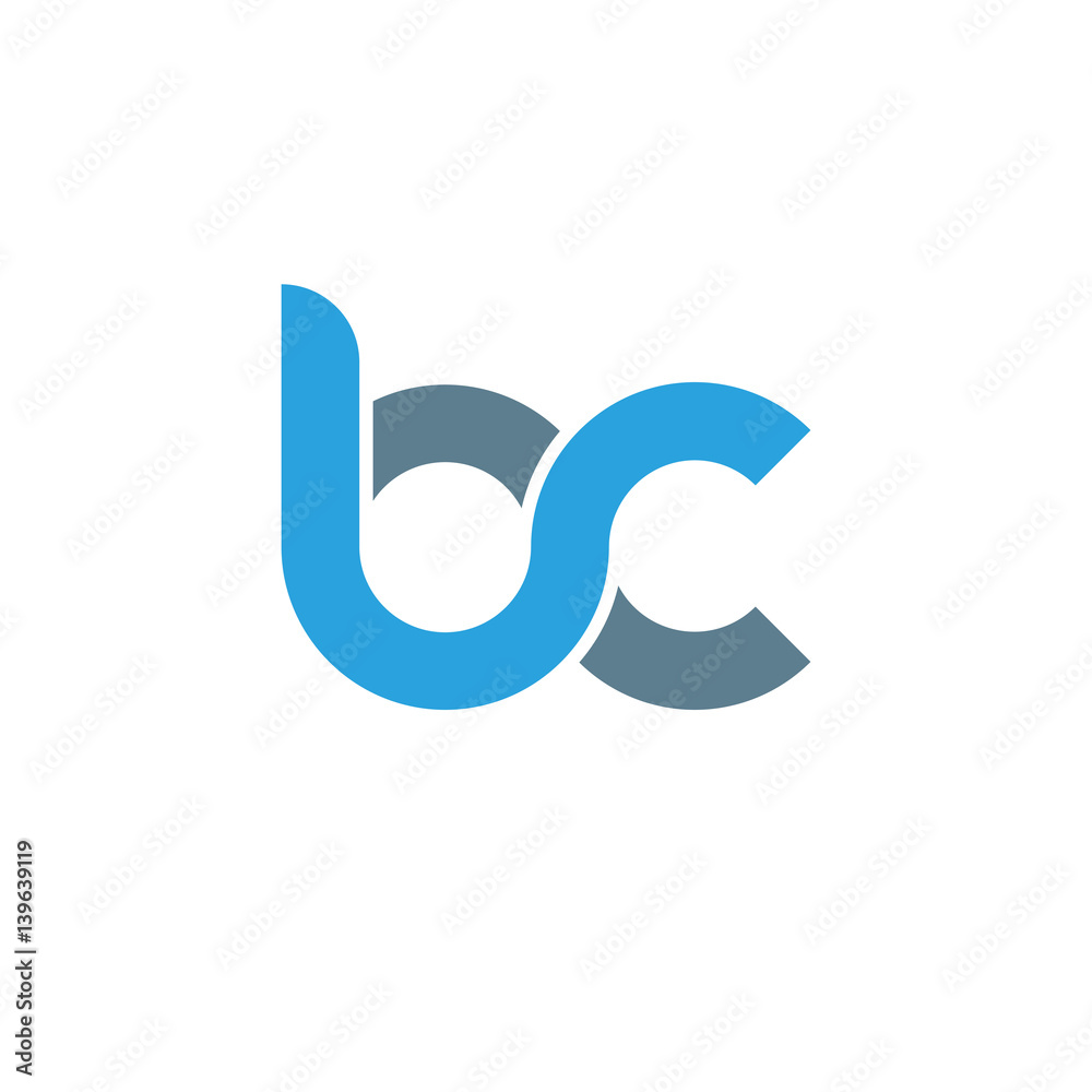 Initial letter bc modern linked circle round lowercase logo blue gray Initial letter bc modern linked circle round lowercase logo blue gray