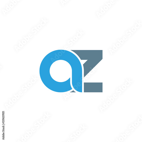 Initial letter az modern linked circle round lowercase logo blue gray