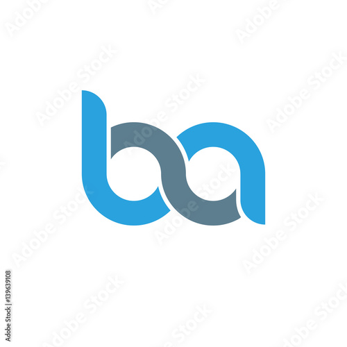 Initial letter ba modern linked circle round lowercase logo blue gray