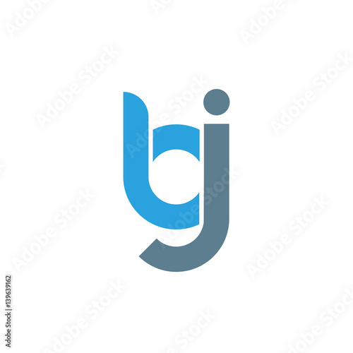 Initial letter bj modern linked circle round lowercase logo blue gray