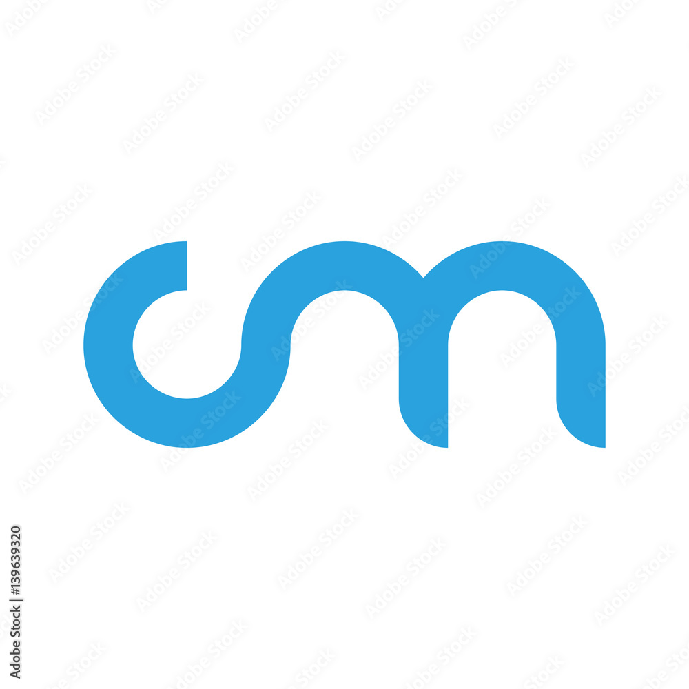 Initial letter cm modern linked circle round lowercase logo blue gray - obrazy, fototapety, plakaty 