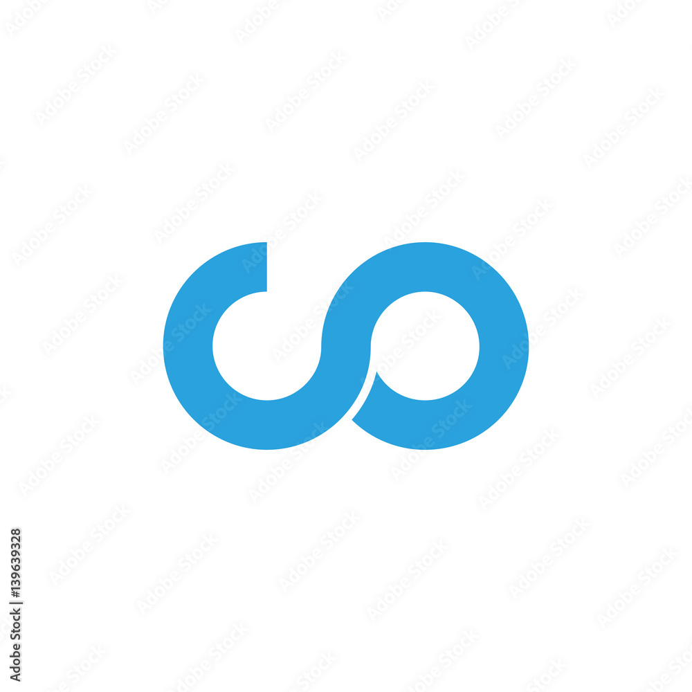 Initial letter co modern linked circle round lowercase logo blue gray - obrazy, fototapety, plakaty 