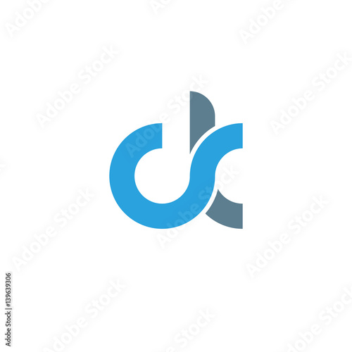 Initial letter ck modern linked circle round lowercase logo blue gray
