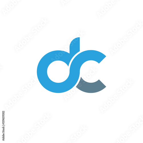 Initial letter dc modern linked circle round lowercase logo blue gray