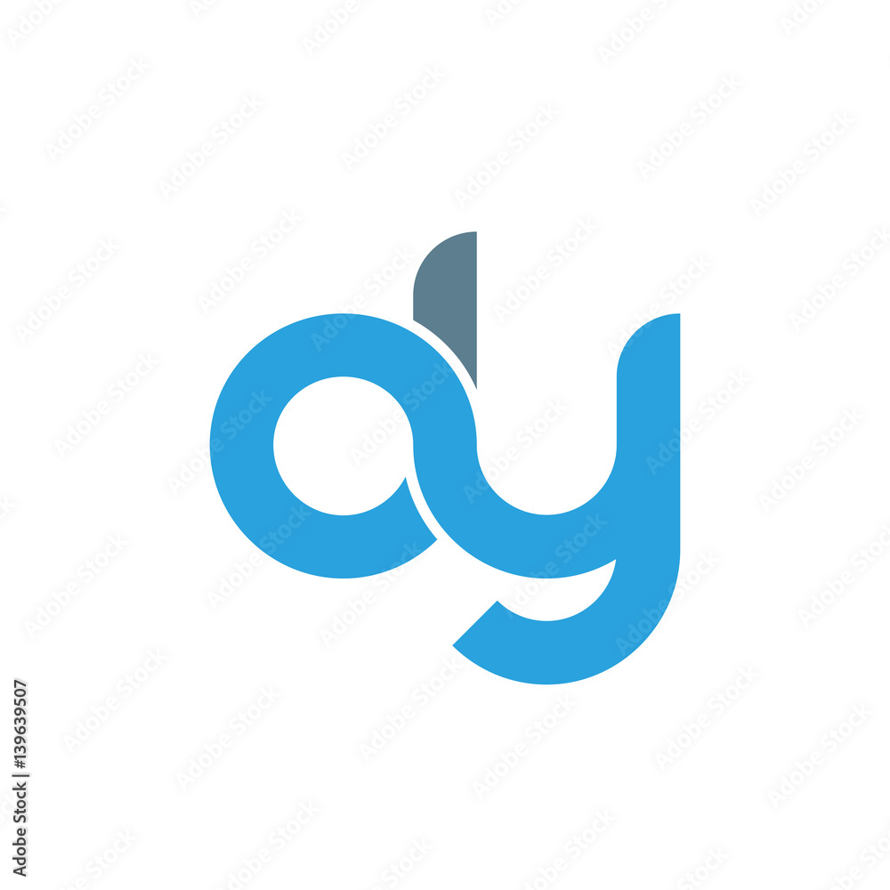 Initial letter dy modern linked circle round lowercase logo blue gray Initial letter dy modern linked circle round lowercase logo blue gray