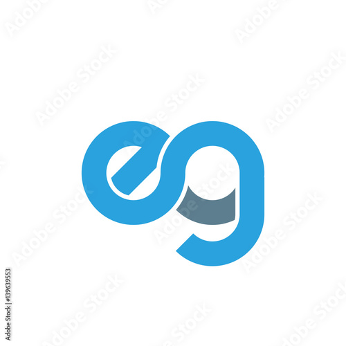 Initial letter eg modern linked circle round lowercase logo blue gray