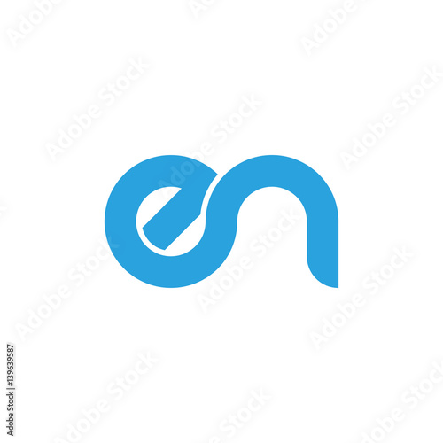 Initial letter en modern linked circle round lowercase logo blue