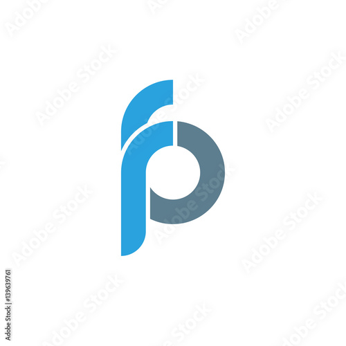 Initial letter fp modern linked circle round lowercase logo blue gray