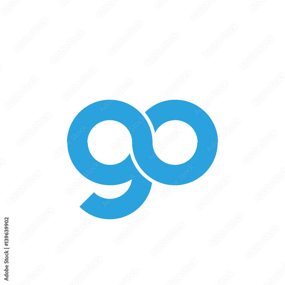 Initial letter go modern linked circle round lowercase logo blue Initial letter go modern linked circle round lowercase logo blue