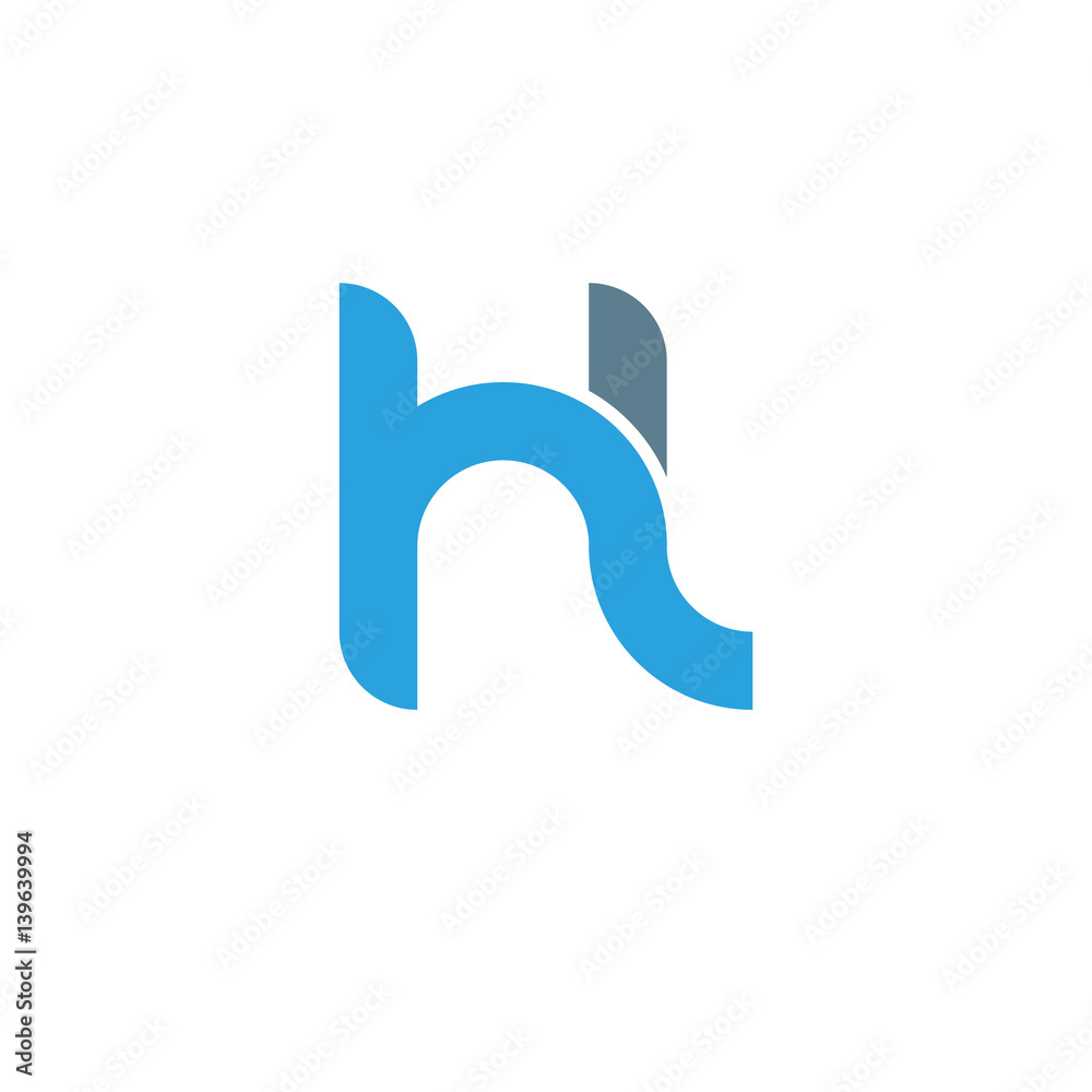 Initial letter hl modern linked circle round lowercase logo blue gray