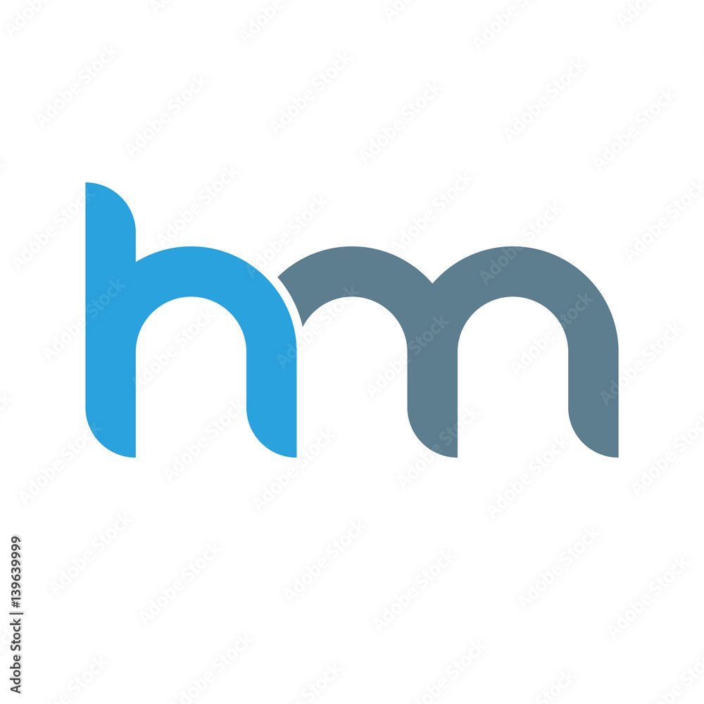 Initial letter hm modern linked circle round lowercase logo blue gray Initial letter hm modern linked circle round lowercase logo blue gray
