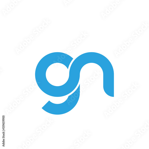 Initial letter gn modern linked circle round lowercase logo blue
