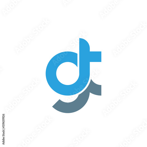 Obraz na płótnie Initial letter gt modern linked circle round lowercase logo blue gray