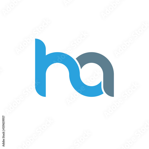 Initial letter ha modern linked circle round lowercase logo blue gray