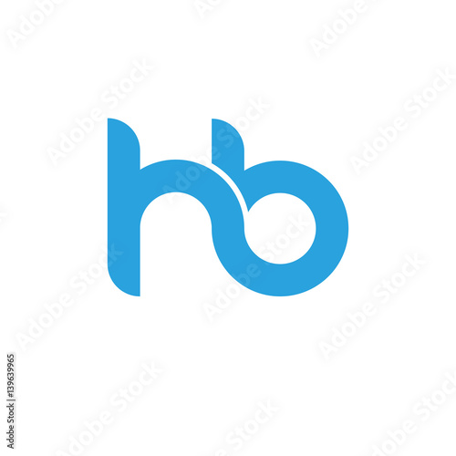 Initial letter hb modern linked circle round lowercase logo blue