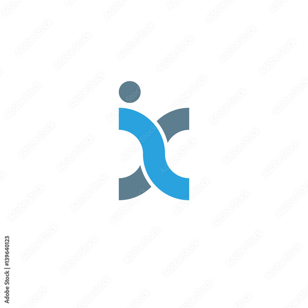 Initial letter ix modern linked circle round lowercase logo blue gray Initial letter ix modern linked circle round lowercase logo blue gray