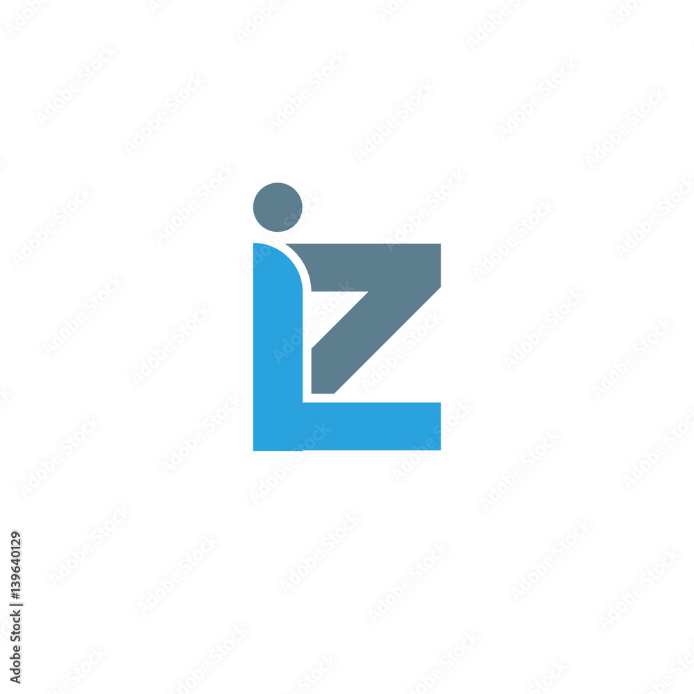 Initial letter iz modern linked circle round lowercase logo blue gray Initial letter iz modern linked circle round lowercase logo blue gray