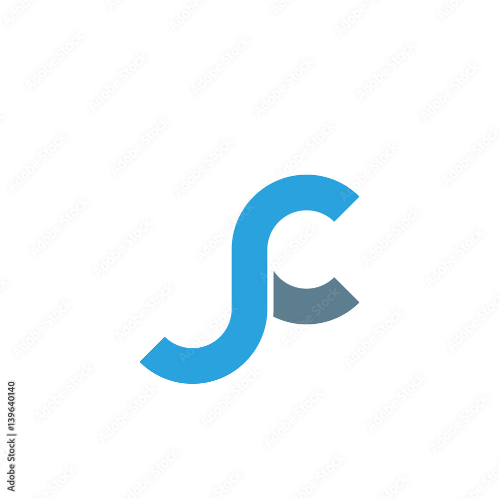 Initial letter jc modern linked circle round lowercase logo blue gray Initial letter jc modern linked circle round lowercase logo blue gray