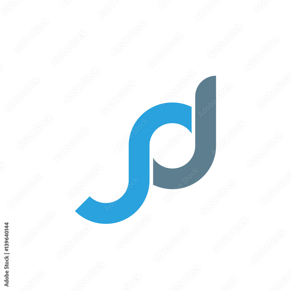 Initial letter jd modern linked circle round lowercase logo blue gray Initial letter jd modern linked circle round lowercase logo blue gray