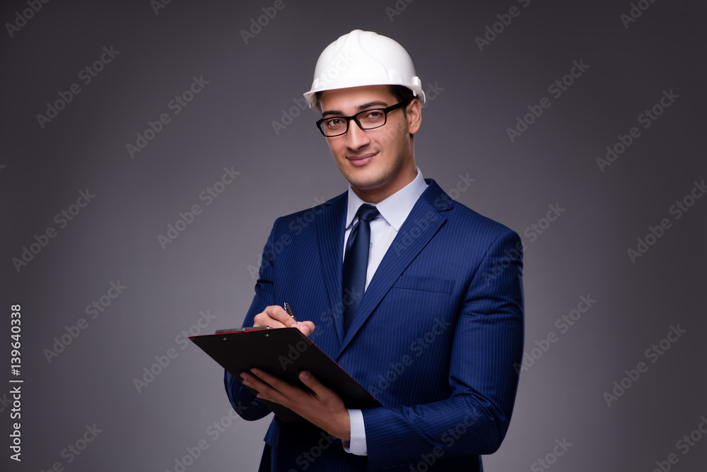 Young architect in industrial concept Young architect in industrial concept