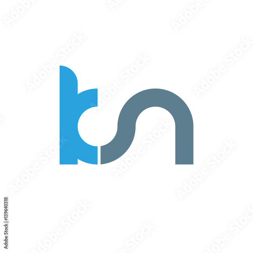 Initial letter kn modern linked circle round lowercase logo blue gray