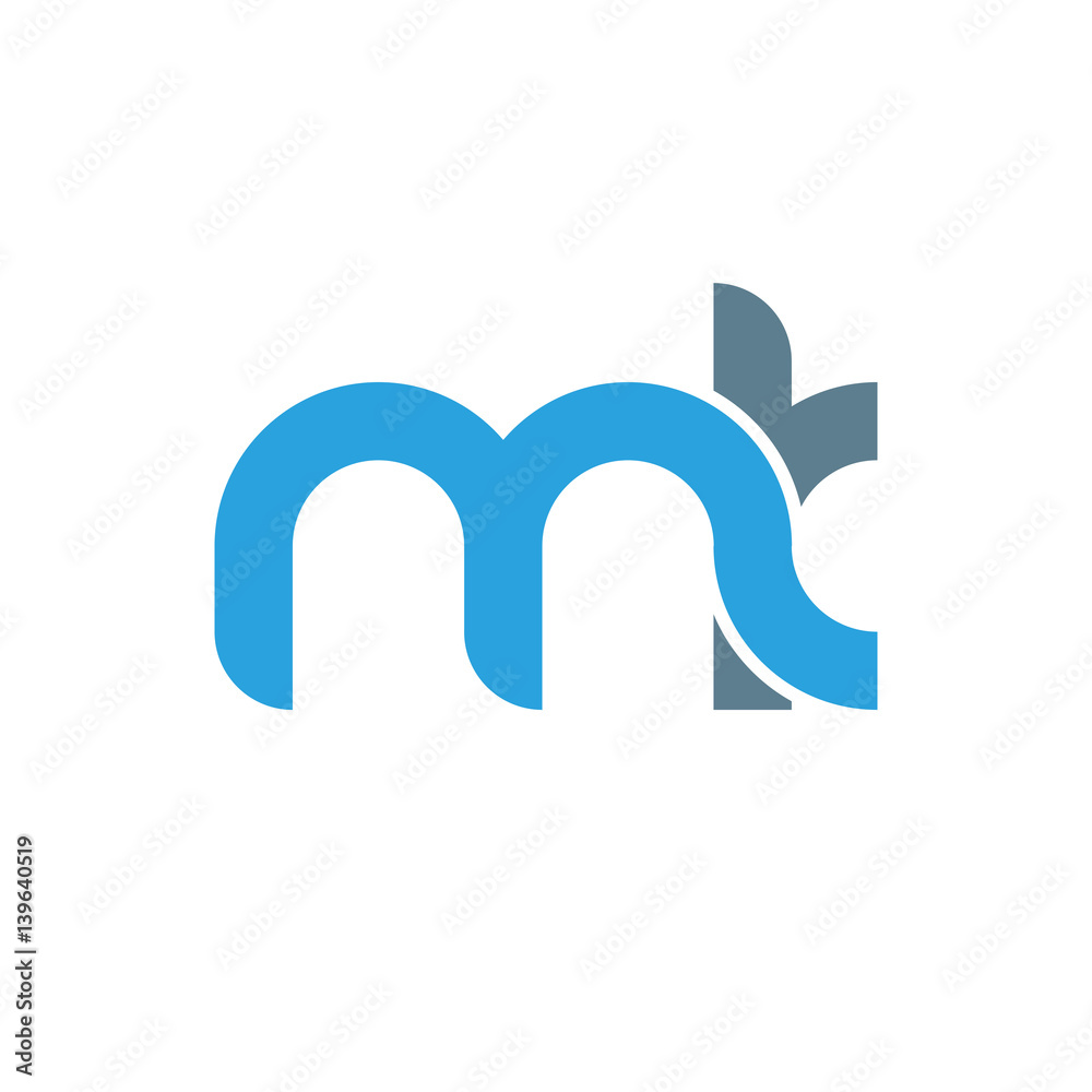 Initial letter mk modern linked circle round lowercase logo blue gray Initial letter mk modern linked circle round lowercase logo blue gray