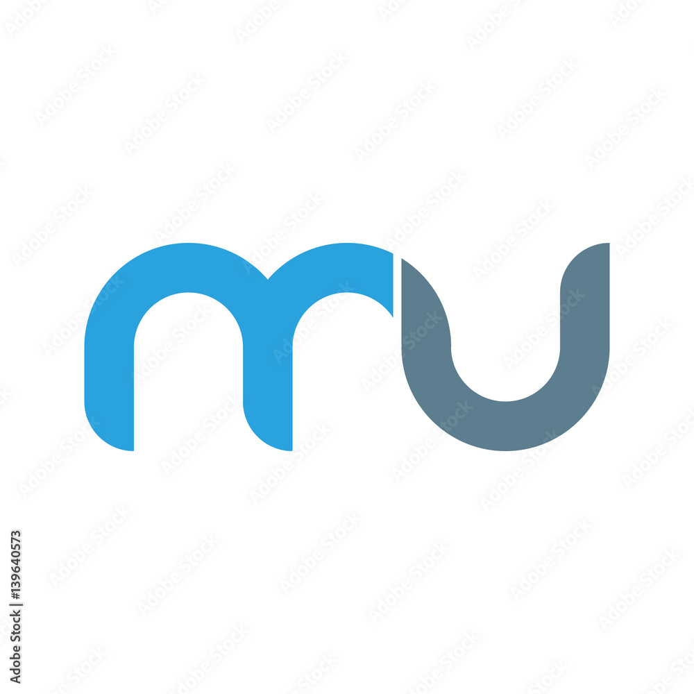 Initial letter mu modern linked circle round lowercase logo blue gray Initial letter mu modern linked circle round lowercase logo blue gray