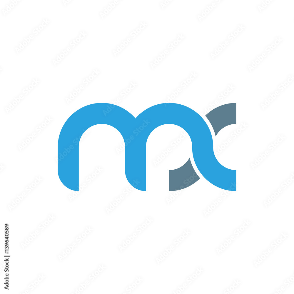 Initial letter mx modern linked circle round lowercase logo blue gray Initial letter mx modern linked circle round lowercase logo blue gray