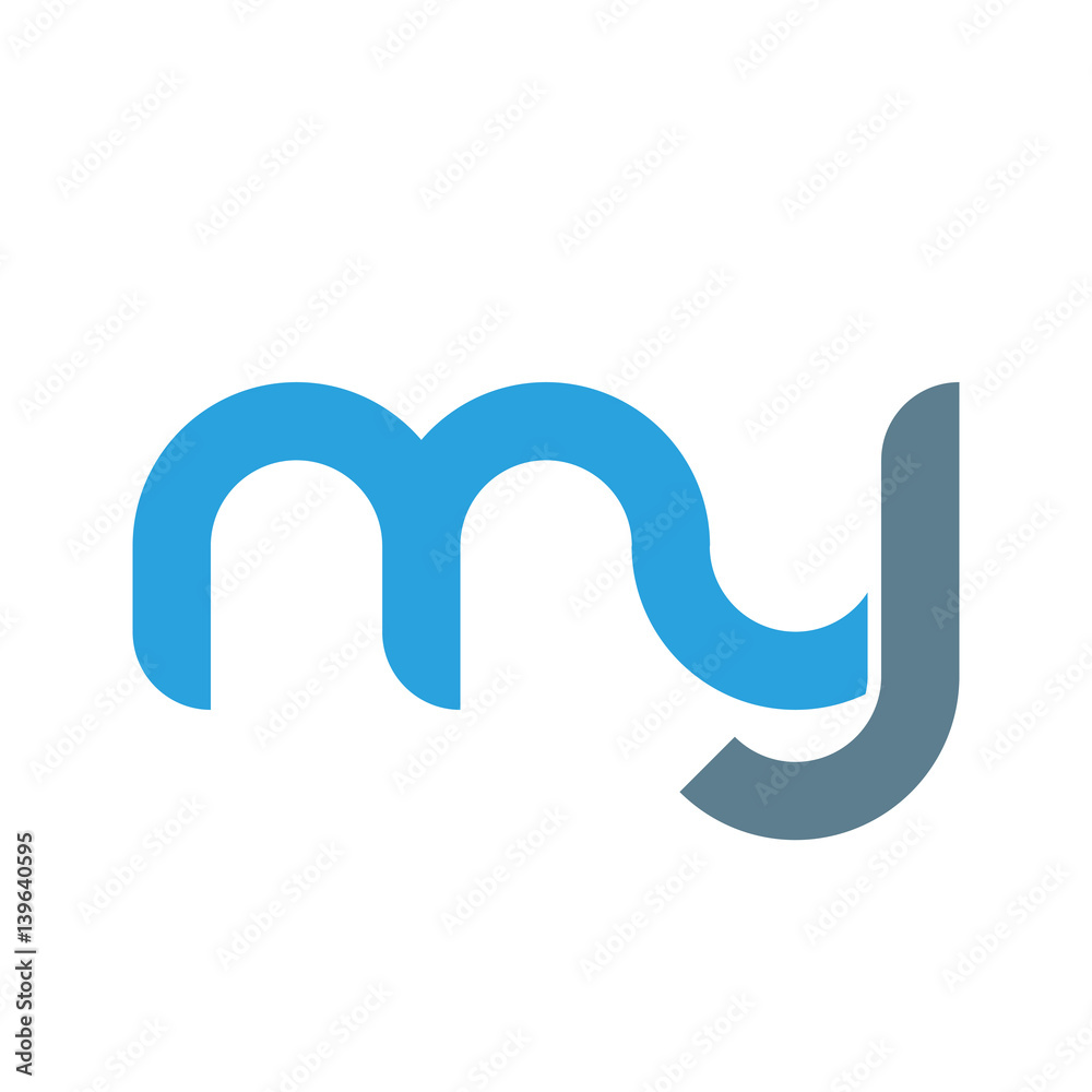 Initial letter my modern linked circle round lowercase logo blue gray Initial letter my modern linked circle round lowercase logo blue gray