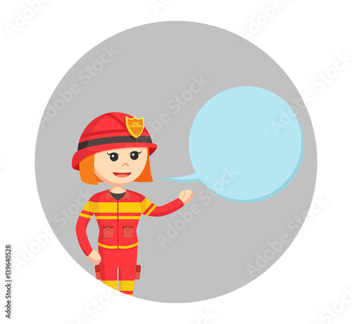 fire woman with callout in circle background