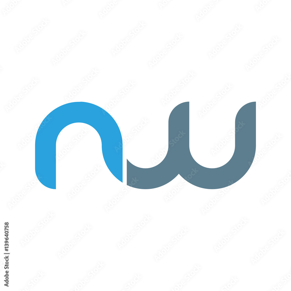 Initial letter nw modern linked circle round lowercase logo blue gray Initial letter nw modern linked circle round lowercase logo blue gray