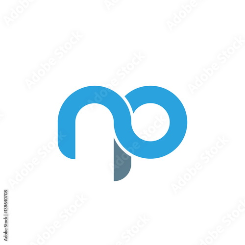 Fototapeta Naklejka Na Ścianę i Meble -  Initial letter np modern linked circle round lowercase logo blue gray