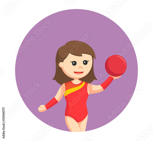 woman gymnastic with ball in circle background