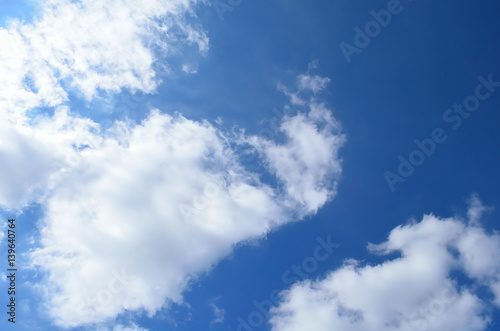 White clouds are floating in blue sky