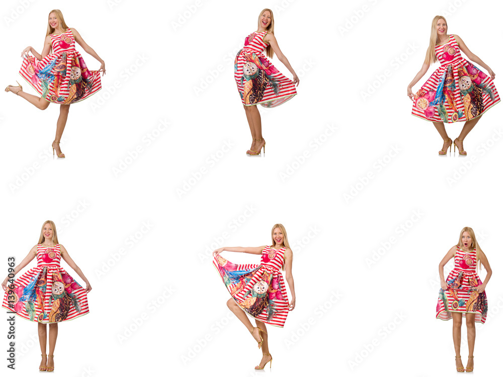 Collage of woman in fashion look isolated on white Collage of woman in fashion look isolated on white