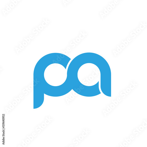 Initial letter pa modern linked circle round lowercase logo blue