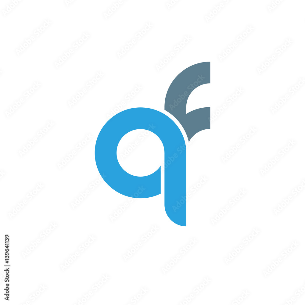 Initial letter qf modern linked circle round lowercase logo blue gray Initial letter qf modern linked circle round lowercase logo blue gray