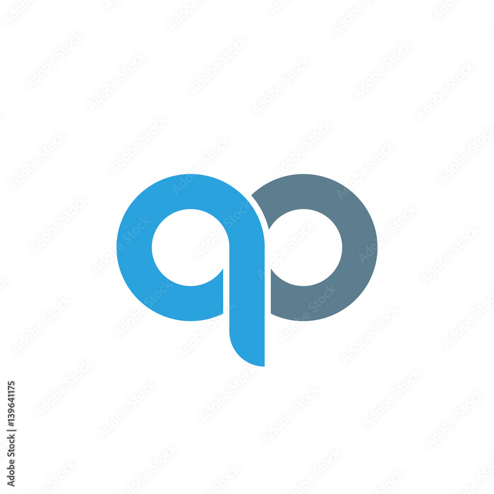 Initial letter qo modern linked circle round lowercase logo blue gray Initial letter qo modern linked circle round lowercase logo blue gray