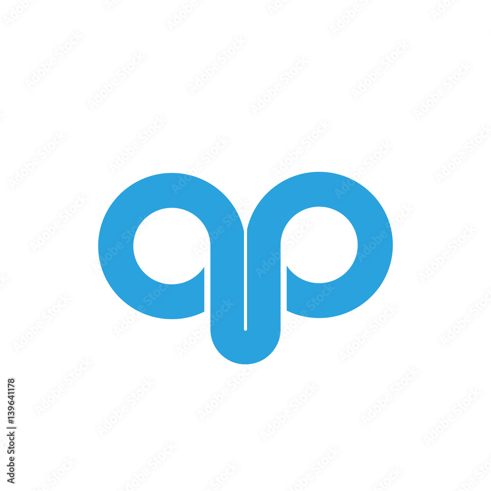 Initial letter qp modern linked circle round lowercase logo blue Initial letter qp modern linked circle round lowercase logo blue