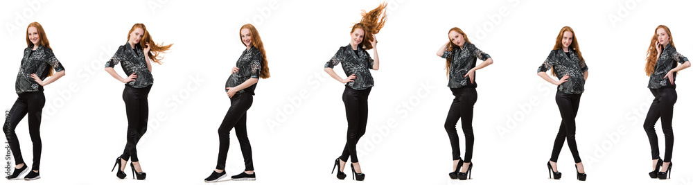 Pregnant woman in composite image isolated on white Pregnant woman in composite image isolated on white