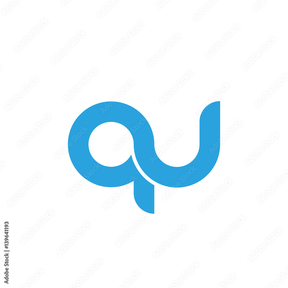 Initial letter qu modern linked circle round lowercase logo blue Initial letter qu modern linked circle round lowercase logo blue